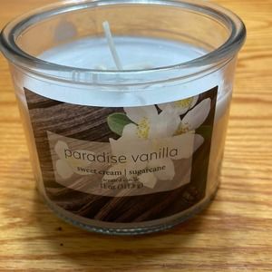 Paradise Vanilla. Sweet Cream Sugarcane 3 wick scented candle